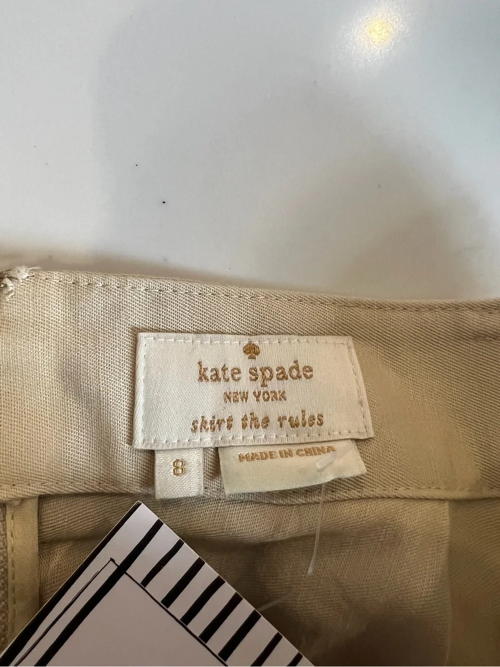 kate spade Cream A-Line Midi Skirt with Front Zip